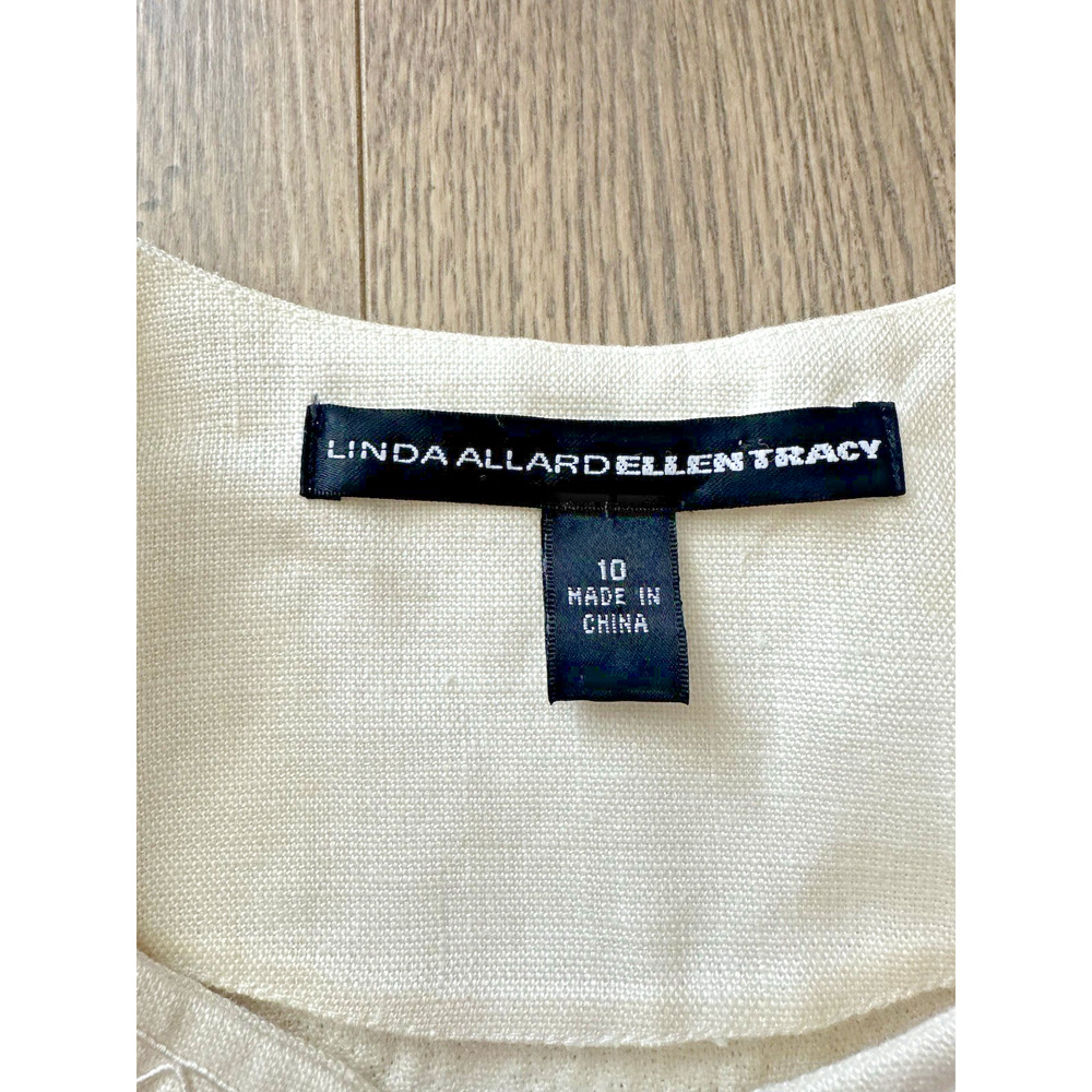 LINDA ALLARD ELLEN TRACY Linen Embroidered Duster Summer Coat Size 10 - Picture 16 of 16